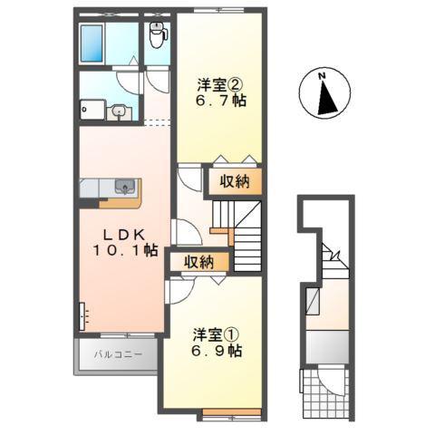 LE MIRAGE(2LDK/2階)の間取り写真