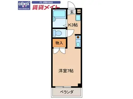 メゾンクレール(ワンルーム/3階)の間取り写真