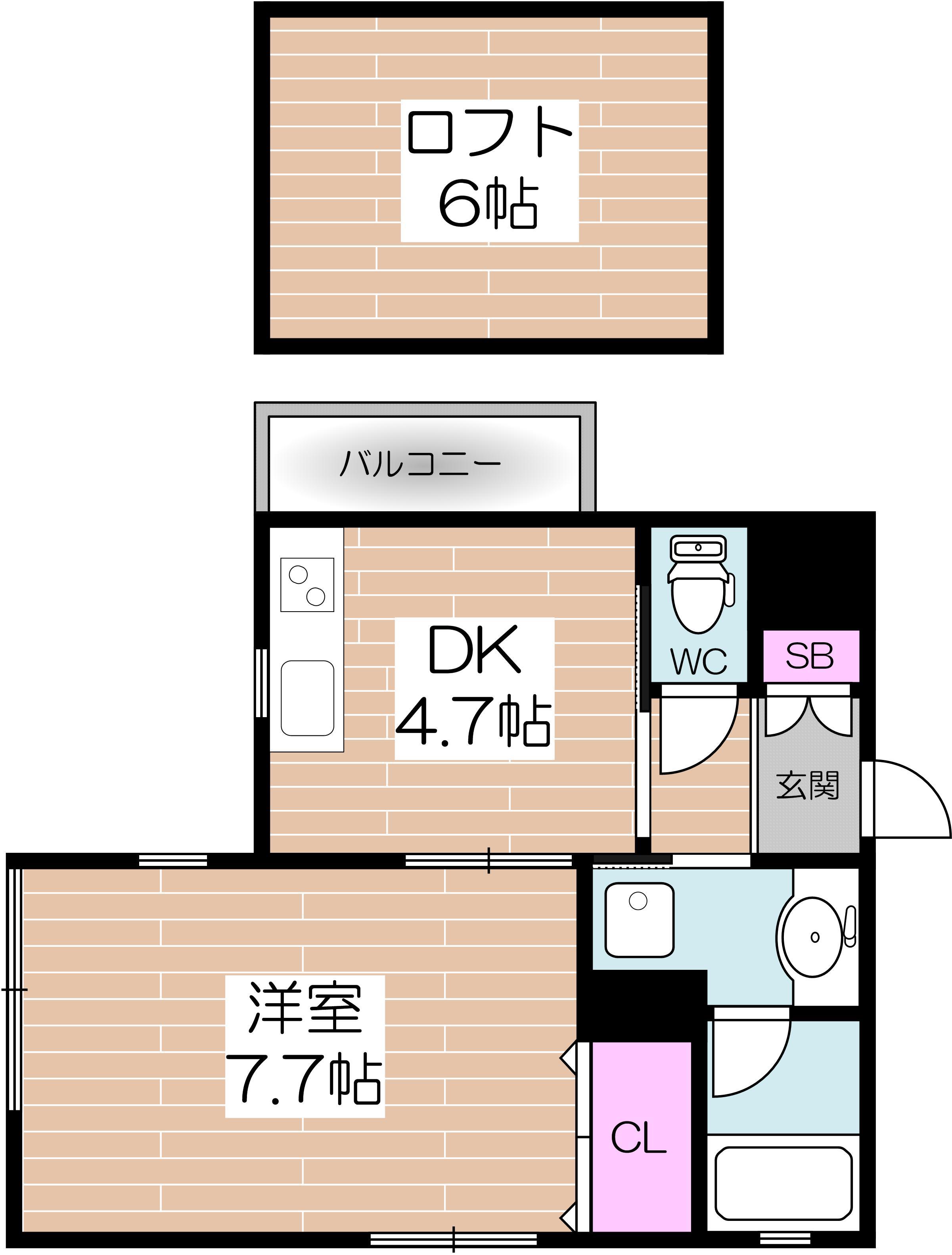 ピアザ小野原西(1DK/2階)の間取り写真