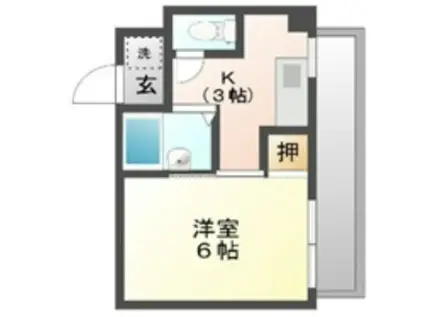 レイクス尾道ビルII(1K/3階)の間取り写真