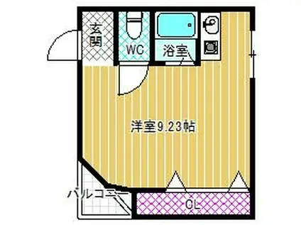 フェローズ21(ワンルーム/3階)の間取り写真