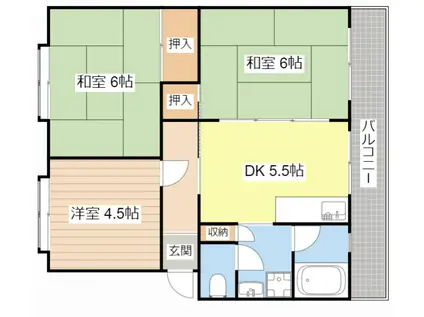 ハイツ堤下(3DK/3階)の間取り写真