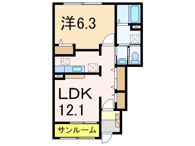 コンドミニアム さくらC(1LDK/1階)の間取り写真