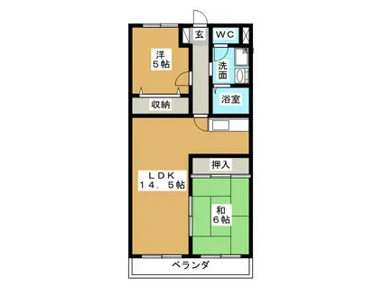 アーバンステイ森川A(2LDK/3階)の間取り写真
