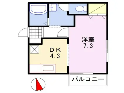 ソレジオくすのき(1DK/2階)の間取り写真