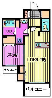 ドゥーエ大宮II(1LDK/10階)の間取り写真