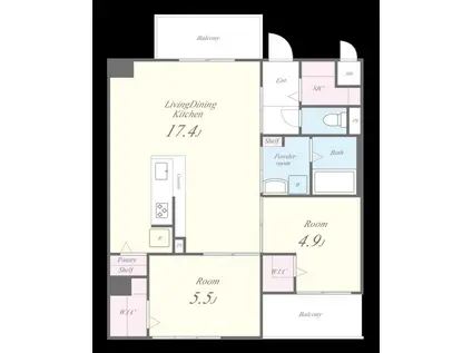 THE STAGE西新(2LDK/1階)の間取り写真