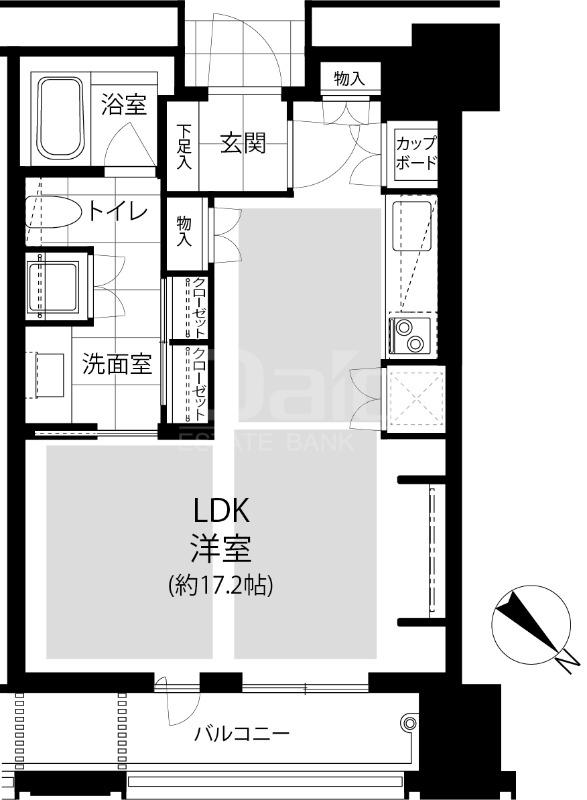グランドメゾン福岡 THE CENTRAL LUXE(1LDK/4階)の間取り写真
