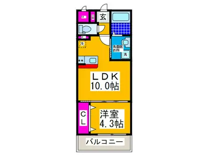 DS上野芝(1LDK/3階)の間取り写真