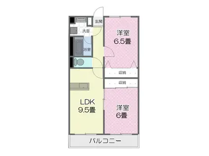 アンソレイユII(2LDK/1階)の間取り写真