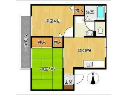 FOREVERHILL(2DK/2階)の間取り写真