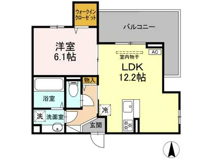 THREE(1LDK/3階)の間取り写真