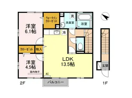 ヴィブァン A棟(2LDK/2階)の間取り写真