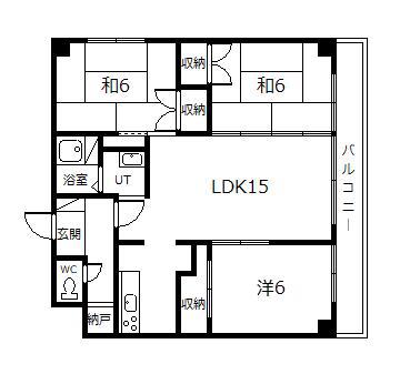 旭川5条ビルマンション(3LDK/6階)の間取り写真