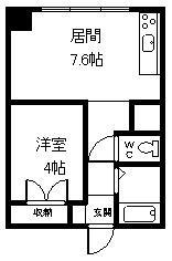 ベルディーコート本町(1DK/2階)の間取り写真