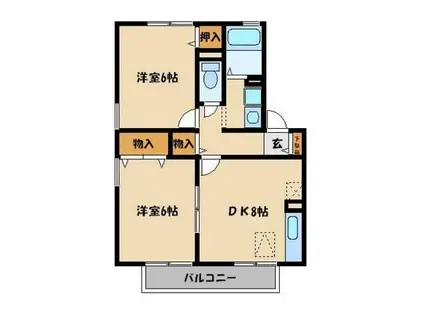 パルティール(2DK/2階)の間取り写真