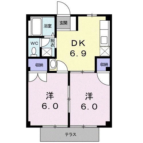 エスポワール内海A(2DK/1階)の間取り写真