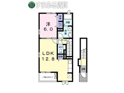 プリムローズ KS(1LDK/2階)の間取り写真