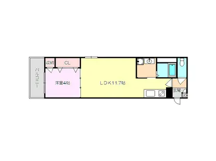 F MIRAI ALBA(1LDK/3階)の間取り写真