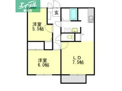 メルベイユ24C棟(2LDK/2階)の間取り写真