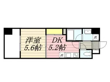 ルネッサンス21久留米六ツ門(1DK/5階)の間取り写真