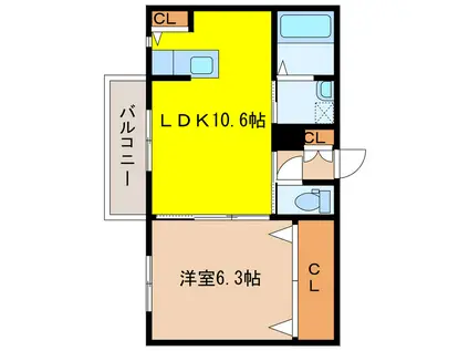 ディアス小舟(1LDK/1階)の間取り写真