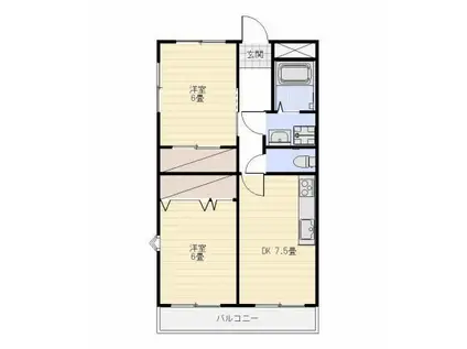 プレステージプチメゾン(2DK/2階)の間取り写真