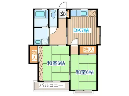 コーポしさい(2DK/2階)の間取り写真