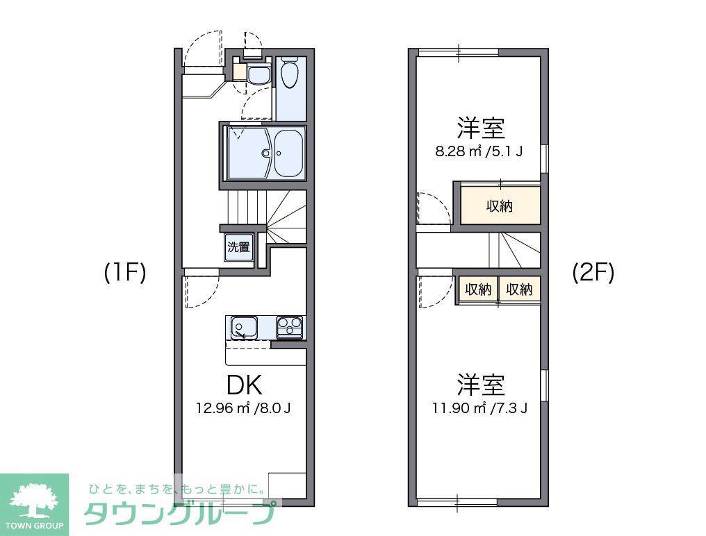 レオパレスアビテ湘南(2DK/1階)の間取り写真