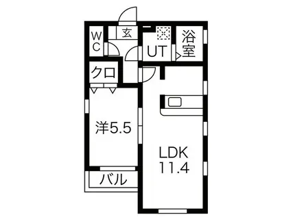 LUXE.STYLE辻町イースト(1LDK/3階)の間取り写真