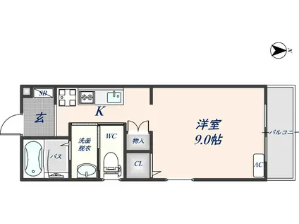 グロースコート花園本町I(1K/1階)の間取り写真