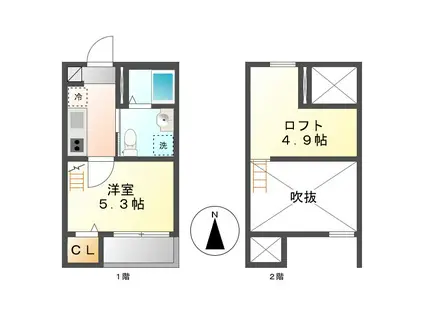 コンフォート上高畑 (1K/2階)の間取り写真