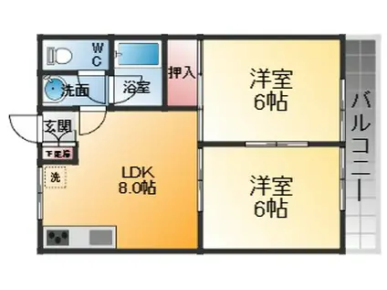 ジュネサンライズ(2LDK/1階)の間取り写真