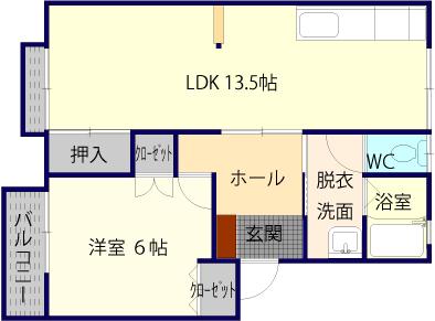 コーポメツギ(1LDK/1階)の間取り写真