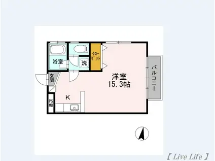 ハピネス本郷I(ワンルーム/1階)の間取り写真