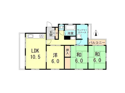 ハイツ輝(3LDK/4階)の間取り写真