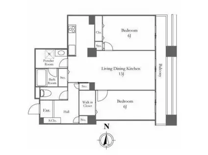リバーシティ21イーストタワーズ(2LDK/25階)の間取り写真
