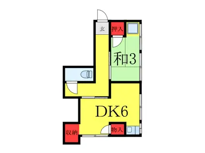 ふみコーポ(1DK/2階)の間取り写真