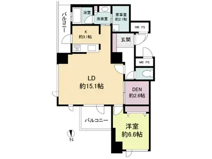 クロスレジデンス大阪新町(2LDK/19階)の間取り写真