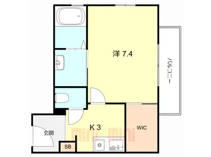 シャーメゾン行基(1K/2階)の間取り写真