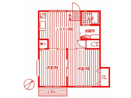 フォレストビュー(2LDK/2階)の間取り写真