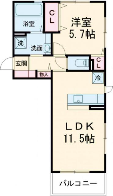 D-ROOM須屋(1LDK/2階)の間取り写真
