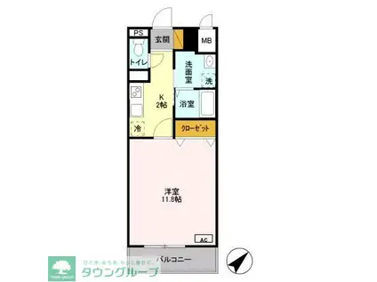 キャメロット新越谷(1K/10階)の間取り写真