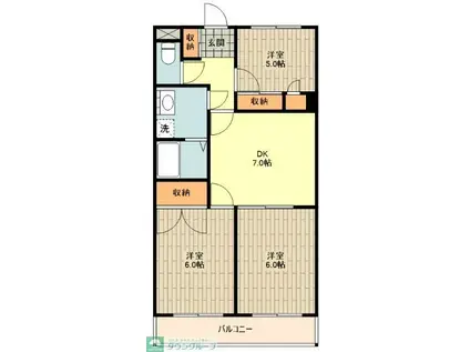 第5ハイム秋喜(3DK/2階)の間取り写真