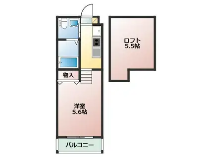 CHALET東中山(1K/2階)の間取り写真