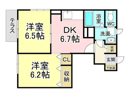 サザンヒルズA(2DK/1階)の間取り写真