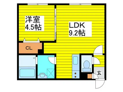 JEEK BLAU MOROMACHI(1LDK/1階)の間取り写真