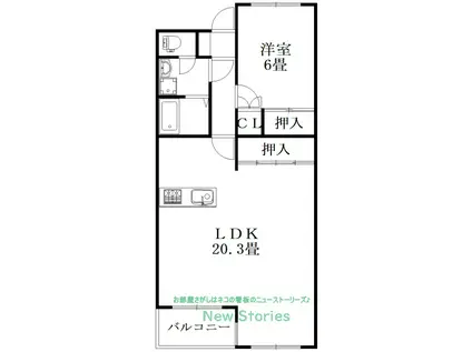 ソレイユ南島田(1LDK/7階)の間取り写真
