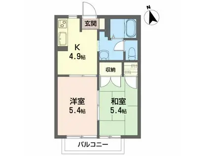 フレグランス逢瀬II(2K/1階)の間取り写真