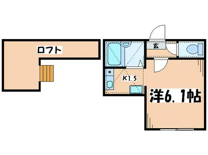 トップヒル相模大野(1K/1階)の間取り写真